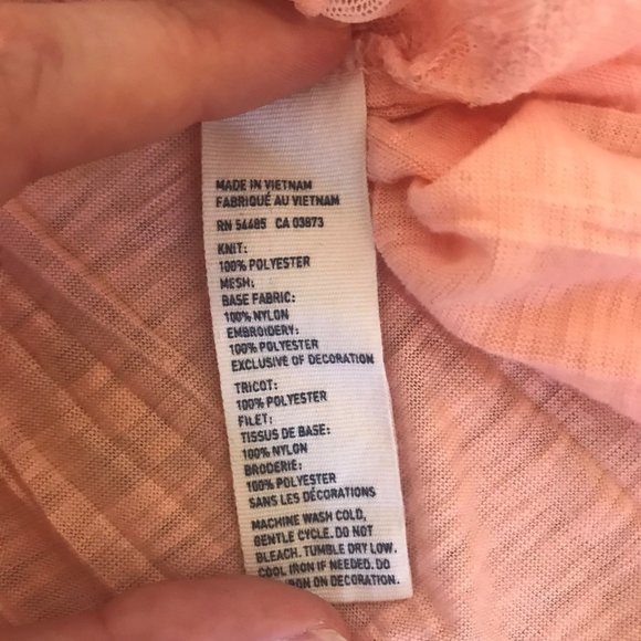 American Eagle Peach Semi-Sheer Lace Boho Top - Picture 6 of 8